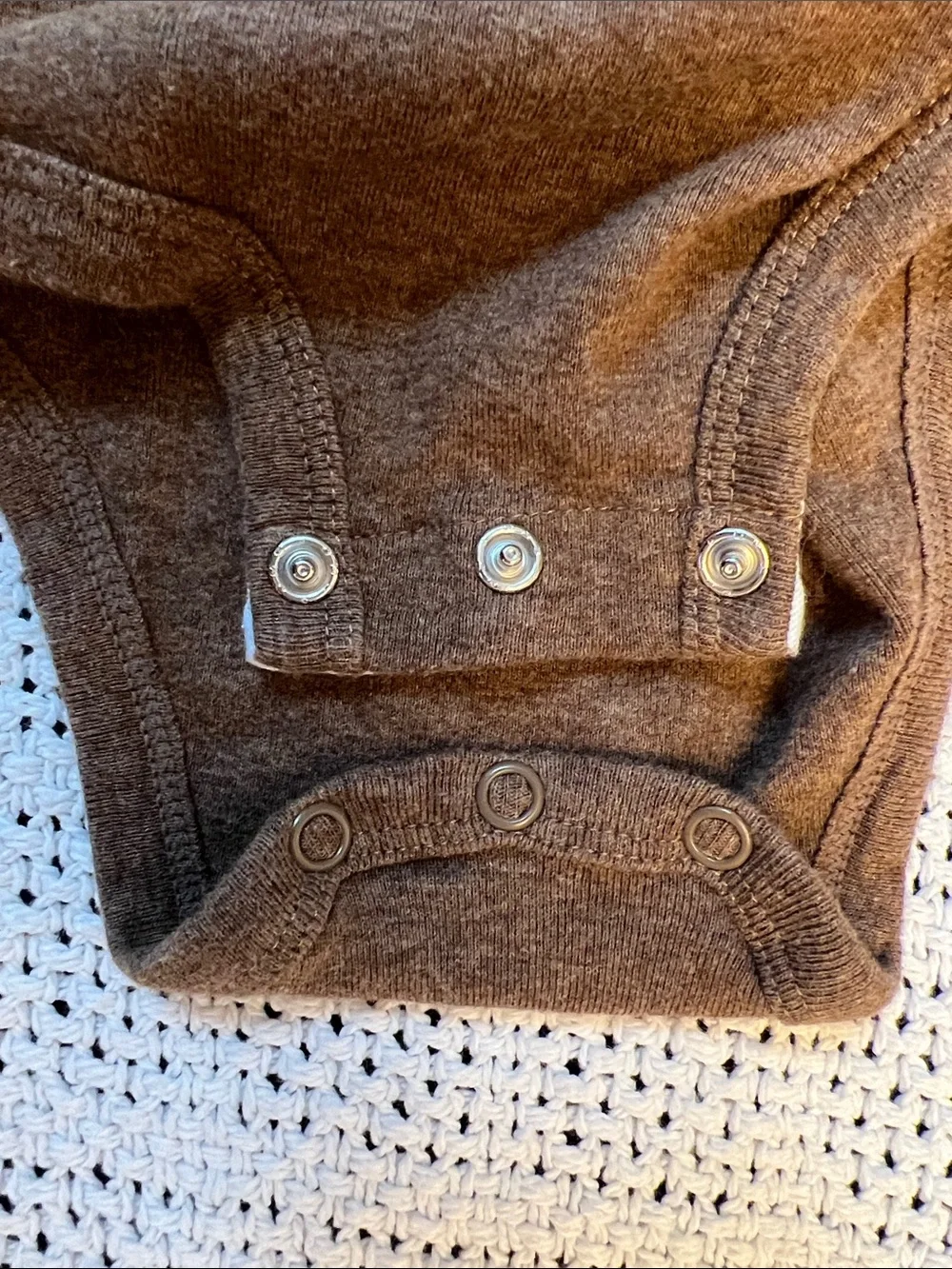 Carter’s | Brown Football-Stitch Long-Sleeve Baby One-Piece Size 3 Months